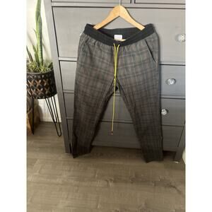 Christos New York Gray Plaid Pant Large Elastic Waist